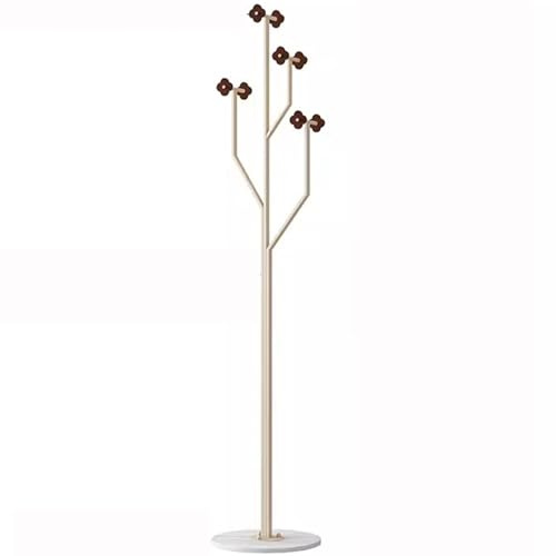 appendiabiti Appendiabiti Da Terra, Attaccapanni Moderno In Metallo Supporto Con 8 Ganci In Acrilico E Base In Marmo, Porta Abiti Moderno Per Camera Da Letto, Ufficio, Ingresso(Color:Bianco+Marrone)