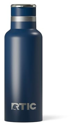 RTIC 16oz Journey Water Bottle Ceramic Lined Metal Stainless Steel Vacuum Insulated, BPA Free, Reusable, for Water, Hot and Cold Drinks, Travel, Sports, Camping, Navy