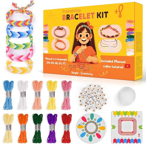 Kit Bracelet Bresilien et d'Amitié avec Notice en Français Cadeau fille 8 ans 9 ans 10 ans Kits de Loisirs Créatifs Activité manuelle enfant Machine Bracelet Bresilien Bricolage enfant Jouet créatif