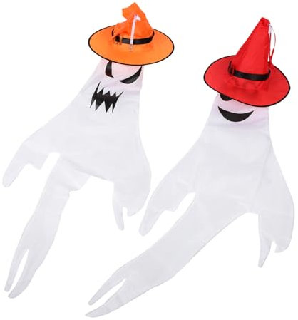 CIMAXIC Decoración Halloween Banderas Colgantes Luces Manga De Viento Patio Jardín