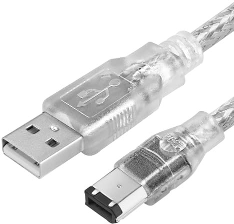 Herfair FireWire IEEE 1394 Kabel, USB auf 6-poligen Stecker auf Stecker, Datenübertragungsadapter, FireWire 400 DV iLink Konverter für Laptop zu Camcorder, DV-Kamera auf Computer, 1,8 m