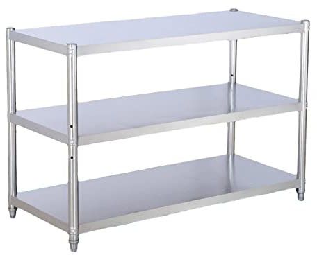 Scaffale per forno a microonde a 3 ripiani in acciaio inox resistente, regolabile in altezza, ripiano per forno commerciale con garage, argento, 100 x 40 x 80 cm