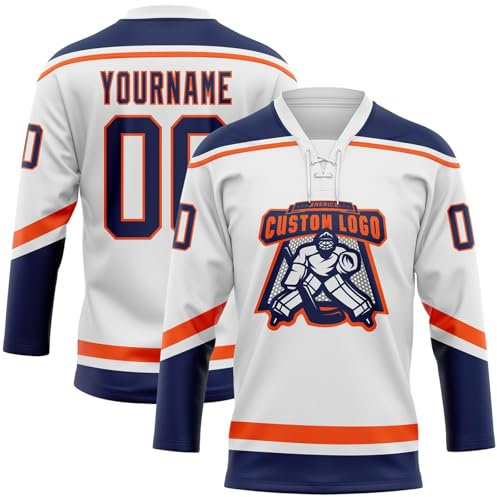 HGWOPGASD Personalisiertes Eishockeytrikot anpassbar mit Ihrem Namen/Nummer/Logo Langarm-Hockeytrikot Kleidung für Eishockey-Fans Männer Frauen Jugend A06
