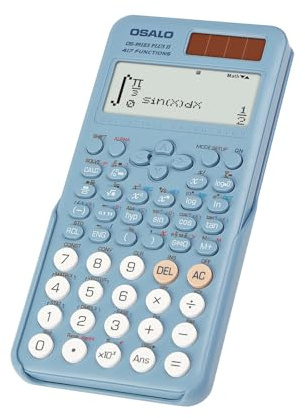 OSALO Vetenskaplig miniräknare 417 funktioner 2 rader skriven display sol- och batterikraft 10 + 2 siffror miniräknare för skolstudenter högskola sekundär blå (OS-991ES Plus 2:a utgåvan)
