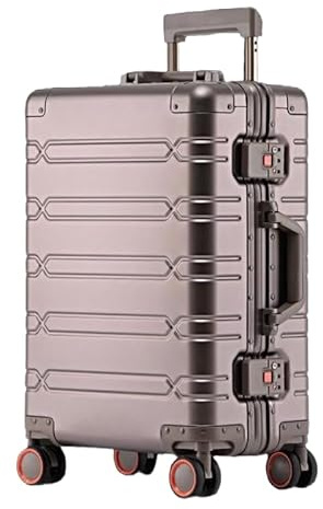 Aluminium Reisekoffer Champagner HEUER LINE Hartschalenkoffer Suitcase Trolley Luggage (L)