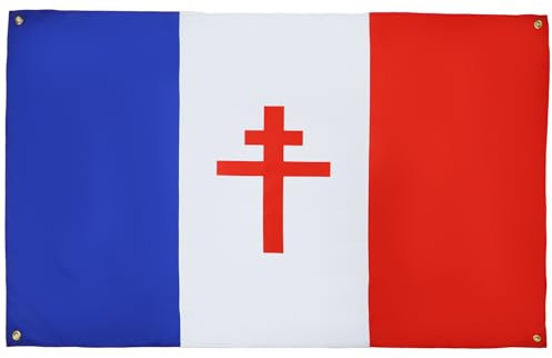AZ FLAG Drapeau France libre 1940-1944 150x90 cm avec 4 oeillets, Pavillon Français De La Résistance pour balcon ou mur