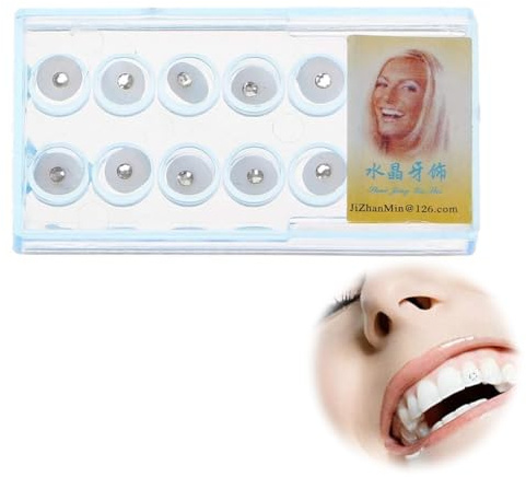 UYVPAER 10 Pièces Dents Bijoux Gemmes Cristal Dent Ornements Strass Dent Bijoux Décoration (Blanc)