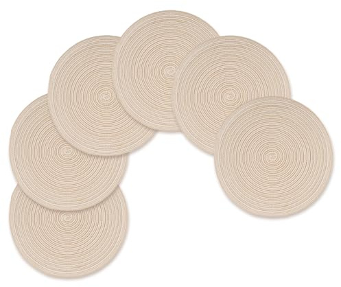 Bordstablett rund beige, maskintvättbar återanvändbar bordstablett avtorkbar set om 6, 30 cm underlägg tallrik för familjefester, festliga tillfällen och bröllop