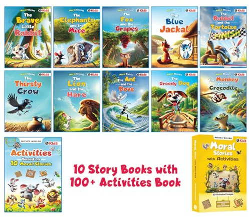 Moral Story Books and 100+ Activities Based on Moral Stories for Kids (Set of 11 Books) with 3D Animated Images | Free 500+ Printable Worksheets & ... Story and Activity Books for 3+ Years Old