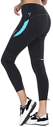 Santic Fahrradhose Damen Gepolstert Lang Radhose Damen Lang Radlerhose Damen Gepolstert auch für MTB Blau EU XXXL