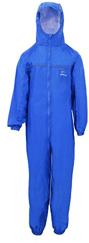 Zorax Garçons Filles Bleu (11-12 ans) Imperméable Coupe-Vent Léger Combinaison de Pluie Manteau Tout en Un Combinaison Sec Puddle Unisexe Goutte à Goutte Imperméable