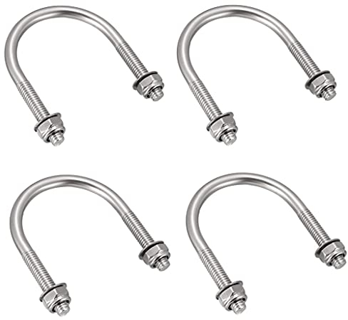 Treer M10 Bügelbolzen U-Bolzen mit Kontermuttern und Unterlegscheiben, Edelstahl 316 Material, 4 Sätze (59mm Inner width)