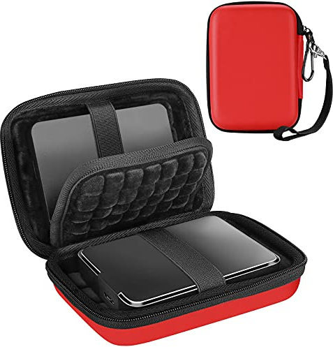 ProCase Doppelte Festplattentasche für 2 Externe 2,5 HDD, Externe Festplatte Tasche kompatibel mit Canvio Partner, Intenso Memory, Reisetasche für WD My Passport/Elements, Seagate Portable -Rot