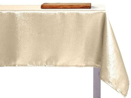 INTRECCI Tovaglia Antimacchia di Natale Rettangolare o Rotonda Tessuto Brillantini con Lurex più Colori e Misure, Tovaglia Natalizia Resistente Alle Macchie (6/8 POSTI Rotonda 160 cm, Crema/Oro)