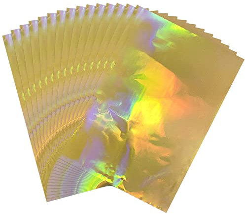 50 Blatt Toner Reaktivfolie Blatt für Bastelpapier Holografische Wärmeübertragung Bastelfolie Papier für Scrapbooking Stempeln Karton Wärmeübertragung DIY Handwerk Zubehör 20,1 x 29 cm, Laser-Gold