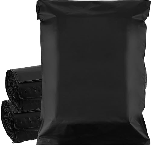 CHUEHKAK Pochette Envoi Colis Vinted - Lot de 100 Enveloppes Plastique d'Expédition Auto-Adhésives Opaques Noires Résistantes - 34 x 47 cm - Pour Vêtements, Chaussures, Livres