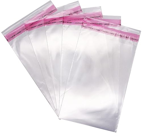 SKIR'CO Bolsas de celofán transparentes de 12 x 17 cm, bolsas de plástico autoadhesivas, bolsas de OPP, bolsas de plástico autosellantes para alimentos, 100 unidades