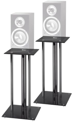 Hama Lautsprecherständer, 2er Set (für schwere Boxen, mit Kabelführung, Schwingungsdämpfer, Boxenständer universal, 64cm Höhe, max. 30kg) schwarz