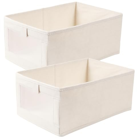 Dachiy Aufbewahrungsbox 2er Set Mit Transparentem Sichtfenster - Faltbox Organizer Für Kleiderschrank, Aufbewahrungsbox mit Deckel Stoff, Geeignet Zur Aufbewahrung Von Kleidung, Spielzeug