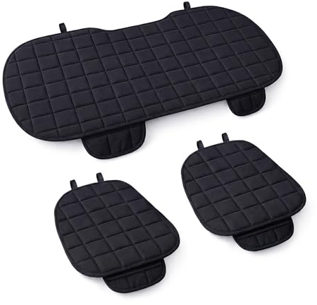 Voiture Accessoires Lupex Housse de siège 3 pièces Universel Auto | Protection Siège 2 Avant et 1 Arrière | Protection Confort Automobile Coussin Intérieurs (Noir)