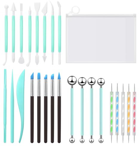 Pottery Modelierwerkzeug Set, 26 Stück Clay Tools mit Aufbewahrungstasche, Polymer Clay Tools, Sculpting Tools Für Töpfer Künstler, Modelliermasse Werkzeug, Clay Töpfer Werkzeug für Kind