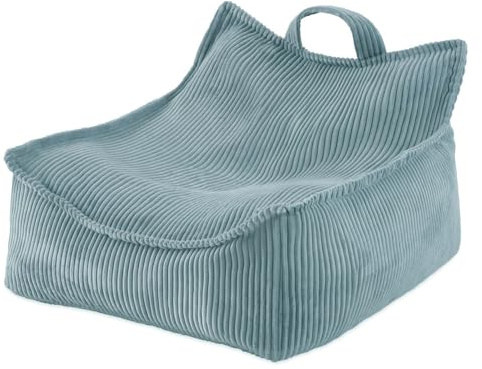 MISIOO Puf Puf para niños - Puffy Square - Sillón infantil - Puf de terciopelo de pana - Ideal para la habitación de los niños - Fácil de lavar - Luz y elegante - 77 x 67 x 50 cm - Azul