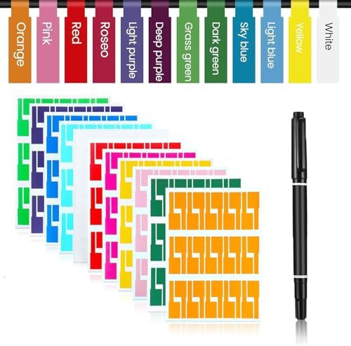 ElevaPulse 720 Pcs Kabelbeschriftung, Beschriftungsetiketten Bestehend Aus Selbstklebenden Designs In 12-Farben, Mit Wasserdichten Und Reißfesten, Speziell Für Das Kabelmanagement Entwickelt