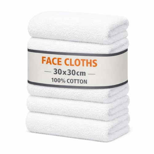 Symphony Flanell ansiktsduk ultramjuka ansiktshanddukar för känslig hud återanvändbara ansiktsrengöring tvättdukar för unisex vuxen spa gym sport skönhet, bomull av högsta kvalitet (30 x 30 cm) (6
