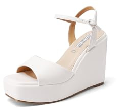 QUEEN HELENA Zeppe con Tacco Alto Sandali Alti con Plateau Casual Donna ZM9914 (Bianco, Sistema Taglie Calzature EU, Adulto, Donna, Numero, Media, 37)