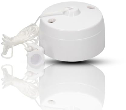 White Ceiling Pull Cord Switch 10A Round Light Switch for Bathroom or Toilet Long String Pull Cord Ceiling Mounted (1 Way)