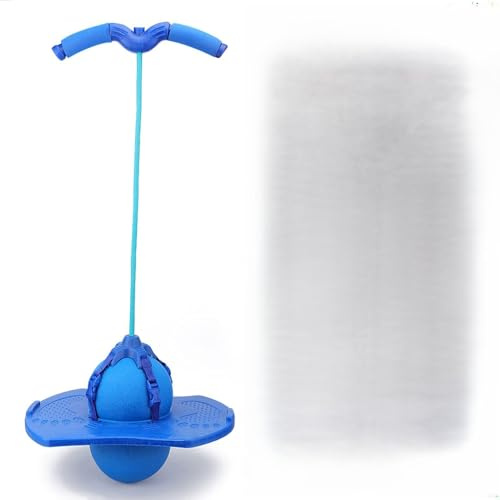 OPPWONG Pogo Stick, Pelota de Salto con Mango Pogo Ball High Jump Toy Bounce Jump Trick Board Space Ball Foot Pedal med Pull Rope Handle Kid Toy med Handtag (Blå)