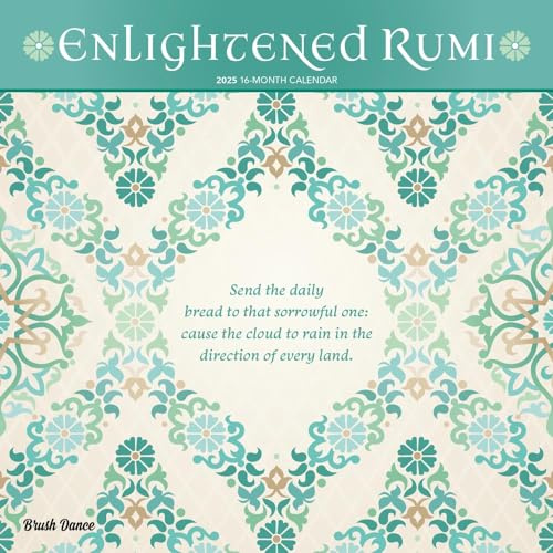 Enlightened Rumi | 2025 12 x 24 Inch Monthly Square Wall Calendar | Plastic-Free | Brush Dance | Traditional Art Poetry