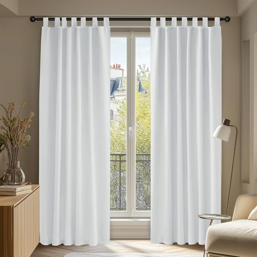 Deconovo - Juego de 2 Cortinas Opacas aislantes térmicas con Estampado de Plata, 140 x 260 cm, diseño de Cortina de Puerta, Color Gris