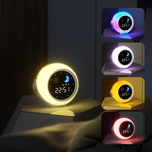 Mulukiss Alarm Clock for Kids, Bluetooth Music Player&Digital Clock, Sleep Sound Machine for Kids Bedroom, Kids Alarm Clock Sleep Trainer with Wake up Light, Ok to Wake Clock for Kids