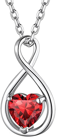 Suplight Collana argento 925 donna con ciondolo infinito e pietra di granato collana donna con pietra mese gennaio collana argento donna collana donna con pietra rossa