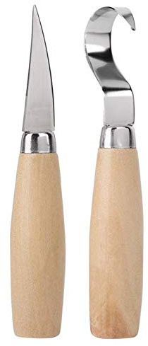 Strumenti per Intaglio del Legno, Set di Kit di Attrezzi per Intaglio del Legno da 2 Pezzi con Coltello a Gancio per Intaglio, Coltello per Tagliare Il Legno, Design Ergonomico e Elevata Durezza