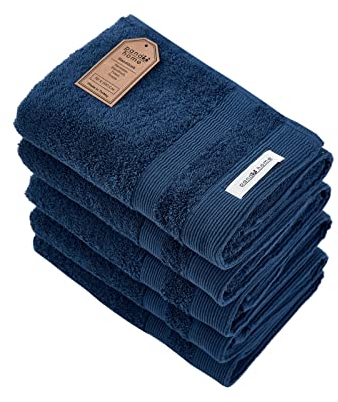 PandaHome Handtuch Set aus Baumwolle - 5 Handtücher - 100% Baumwolle Towel, Schnelltrocknend Weich Saugstark 500 g/m² (Blau)
