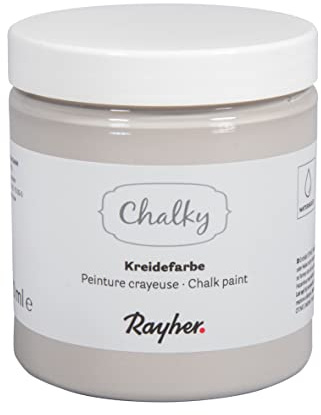Rayher Chalky, Kreidefarbe auf Wasserbasis, steingrau, für Shabby-Chic, Vintage- und Landhaus-Stil-Looks, Dose 230 ml, 35048558