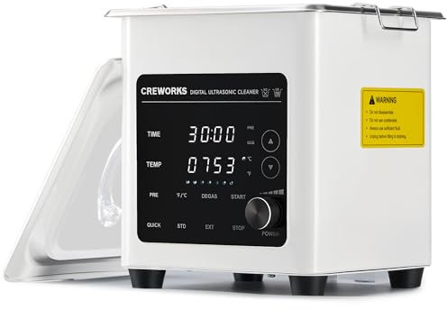 CREWORKS 1.2L Digital Ultrasonic Cleaner, 60W Quiet Ultrasonic Cleaning Machine with Degas Mode and 7 Oscillation Levels, Professional Ultrasound Cleaner with 3 Modes 100W Heater & Timer for Home Use