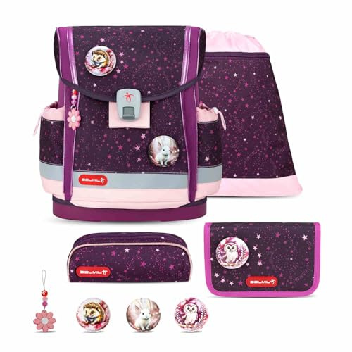 Belmil Classy Plus Schulranzen Set 5-teilig mit Brustgurt (405-78/AG/S) (Magical Stars)