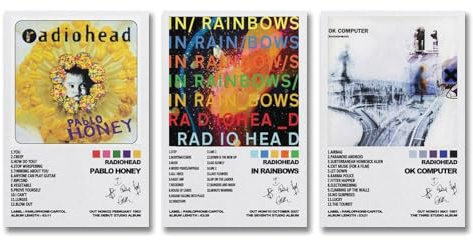 hoxaooi A Set Of 3 Radiohead Album Poster Für Zimmer, Ästhetische Leinwand-Wandkunst, Schlafzimmer-Dekor Poster 08x12inch(20x30cm)-3pcs