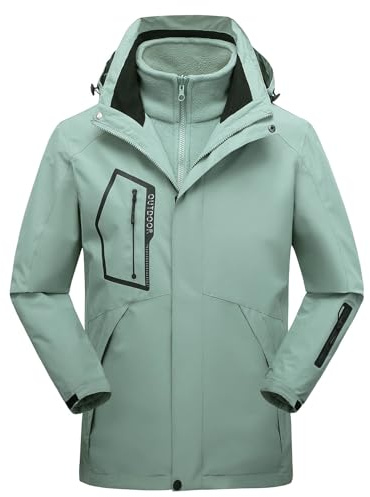 Generisch Chaqueta de esquí impermeable 3 en 1 para hombre, chaqueta cortavientos, forro cálido, chaqueta doble de invierno, tallas grandes, ligera, deportiva, chaqueta funcional con capucha, forro