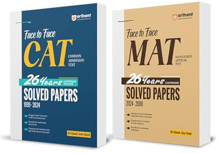 Arihant Face to Face CAT and MAT 26 Years Solved Papers (1999–2024) and (2024-2000) | Chapterwise Topicwise Question Bank for Common Admission Test and Management Aptitude Test | Detailed Solutions