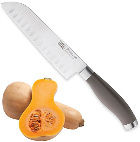 Taylors Eye Witness Syracuse Oriental Santoku Kitchen Knife - Professional 18cm/7 Inch Cutting Edge, Multi Use. Ultra Fine Dimpled, Razor Sharp Blade. Soft Textured Grey Handle, Excellent Grip.