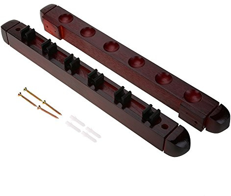 Tbest Billard Queue,Supporto Sostituzione per Stecca da Biliardo, Porta Stecca da Biliardo da Biliardo in Legno da Biliardo da 6 Stecche Supporto Sostituzione per Bastoncini Montato Vino Rosso
