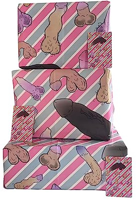 Funny Rude Gift Wrap Wrapping Paper Sheets for Women Ladies Perfect for Best Friend Birthday & Hen Party Pack 2