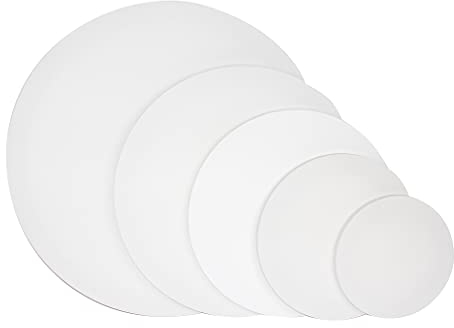 Paintersisters® runde Leinwand Ø 70cm – 4er-Set, 380gr/m² bespannte Keilrahmen zum Malen, Pouring Baumwolle grundiert rund