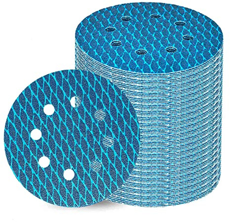 Orbital Sander Sandpaper 5 Inch 8 Hole Sanding Disc Hook and Loop Pads Sand Paper 80 Grit for Wood Metal 70 PCS Blue Aluminum Oxide Anti Blocking Rhombus Sanding Discs