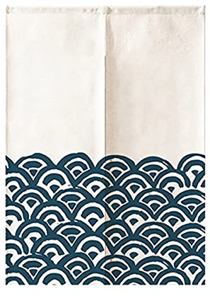 Hiseng Cortina de Puerta Japonesa Noren para Decoración del Hogar, Tapiz Cortina de Partición Dormitorio Kitchen Shop Restaurante Separador de Puerta (Ondulación Curva,85x120cm)