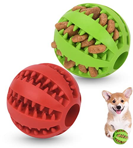 flintronic 2 Stück Hundeball, Naturgummi Hundespielzeug mit Minzgeschmack Ø 5cm, Kauspielzeug aus Naturgummi, Hundezahn Reinigungs Spielzeugball, interaktives Hundespielzeug für Große & Kleine Hunde